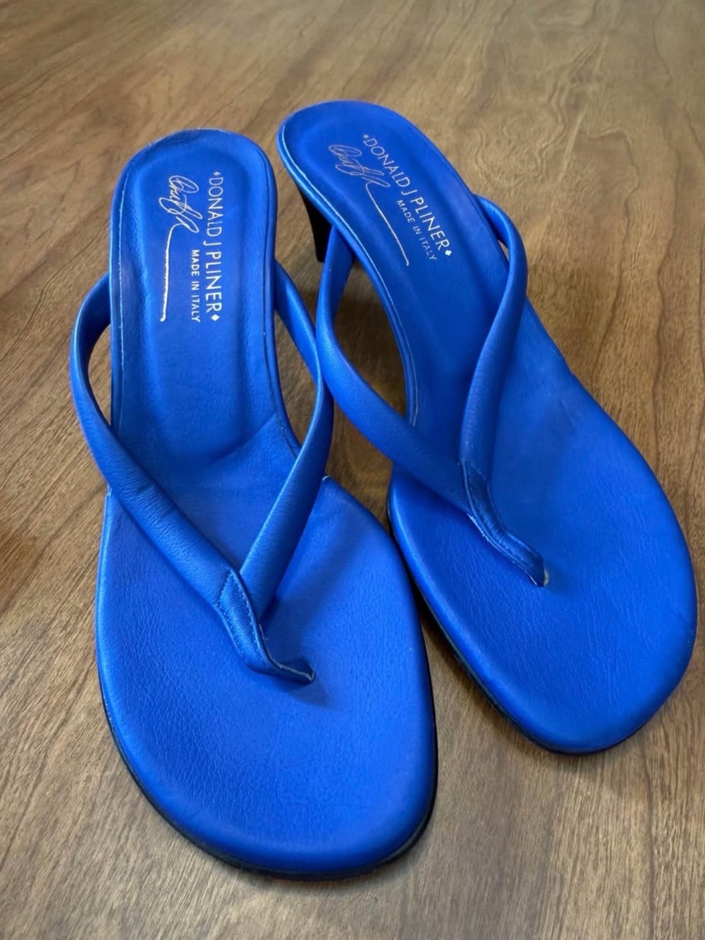 Neiman Marcus Electric Blue Leather Thong Sandals